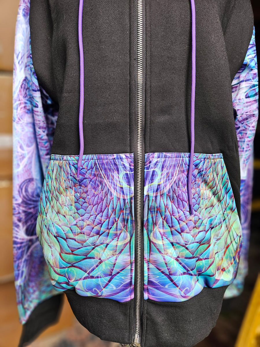 Saphira Zip Up Hoodie with Purple Faux Fur in the hood – Johnathan