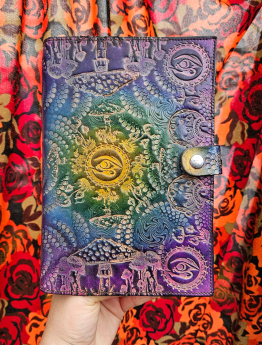 1/1 Handmade Stamped Journal Cover #3 (Book Included)