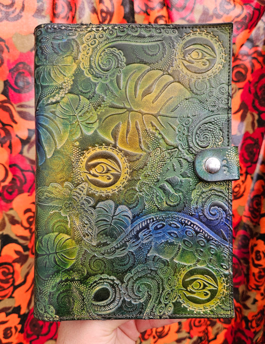 1/1 Handmade Stamped Journal Cover #2 (Book Included)