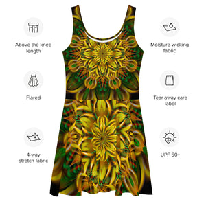 Alien Sunflower Skater Dress