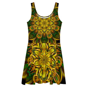 Alien Sunflower Skater Dress
