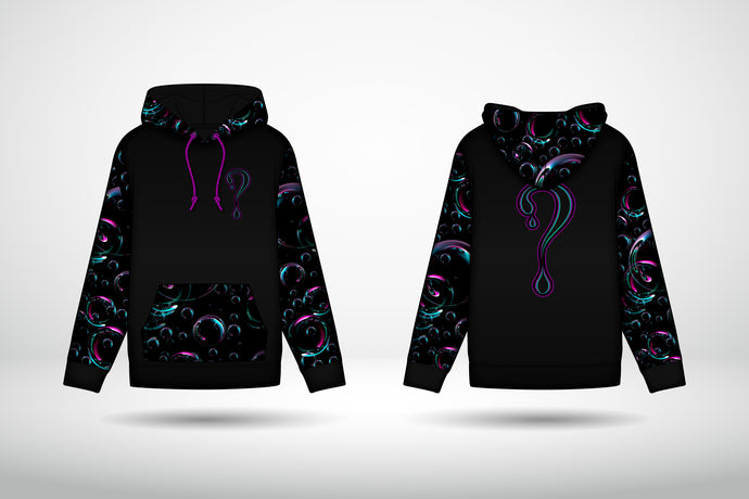 PRE-ORDER: Bubble Control Dripper Hoodie (Zip Up OR Pullover) with Black/Silver Tipped Faux Fur in the hood