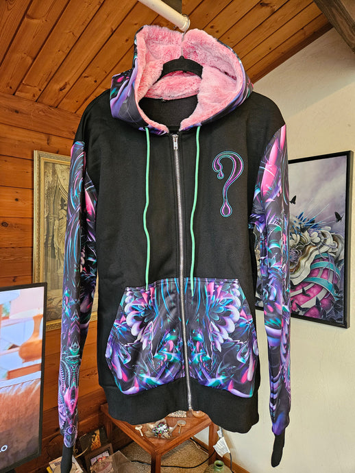 PRE-ORDER: Threshold Consciousness Dripper Hoodie (Zip Up OR Pullover) with Pink Faux Fur in the hood