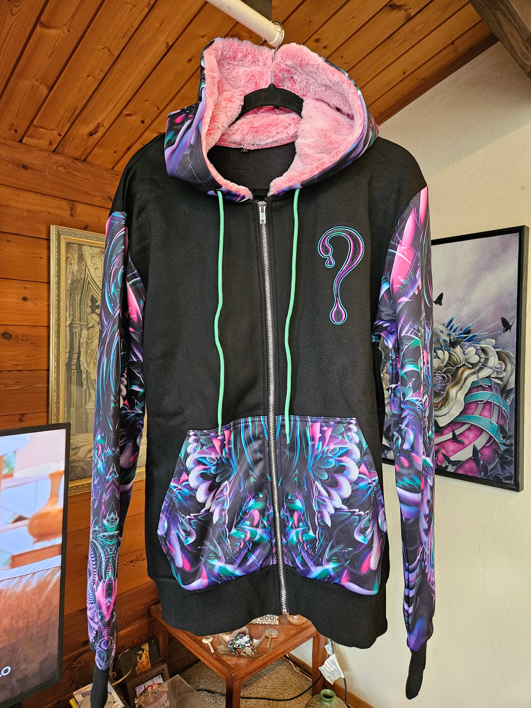 PRE-ORDER: Threshold Consciousness Dripper Hoodie (Zip Up OR Pullover) with Pink Faux Fur in the hood