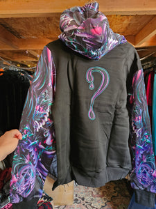 MEDIUM Threshold Consciousness Dripper Pullover Hoodie with Black/Silver tipped Faux Fur in the hood