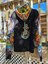 MEDIUM: Vishuddha Banjo Glass Remix Pullover Hoodie with Black silver tipped lined in the hood #2