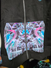 MISPRINT: LARGE: Hypnagogia ZIP UP with Purple Faux Fur in the hood