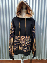 Down the Ribbit Hole Pullover Hoodie with a thin Tan Faux Fur in the hood