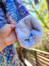 Saphira Crushed Velvet Cloak with Seamfoam Blue Faux Fur lining