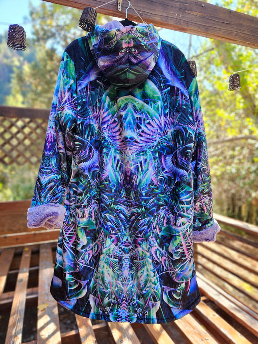 Hypnagogia Crushed Velvet Cloak with Purple Faux Fur