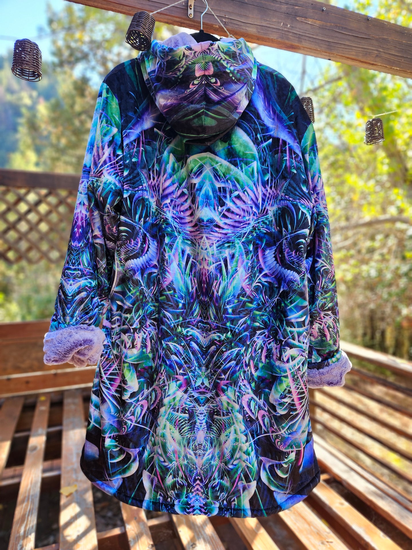 Hypnagogia Crushed Velvet Cloak with Purple Faux Fur