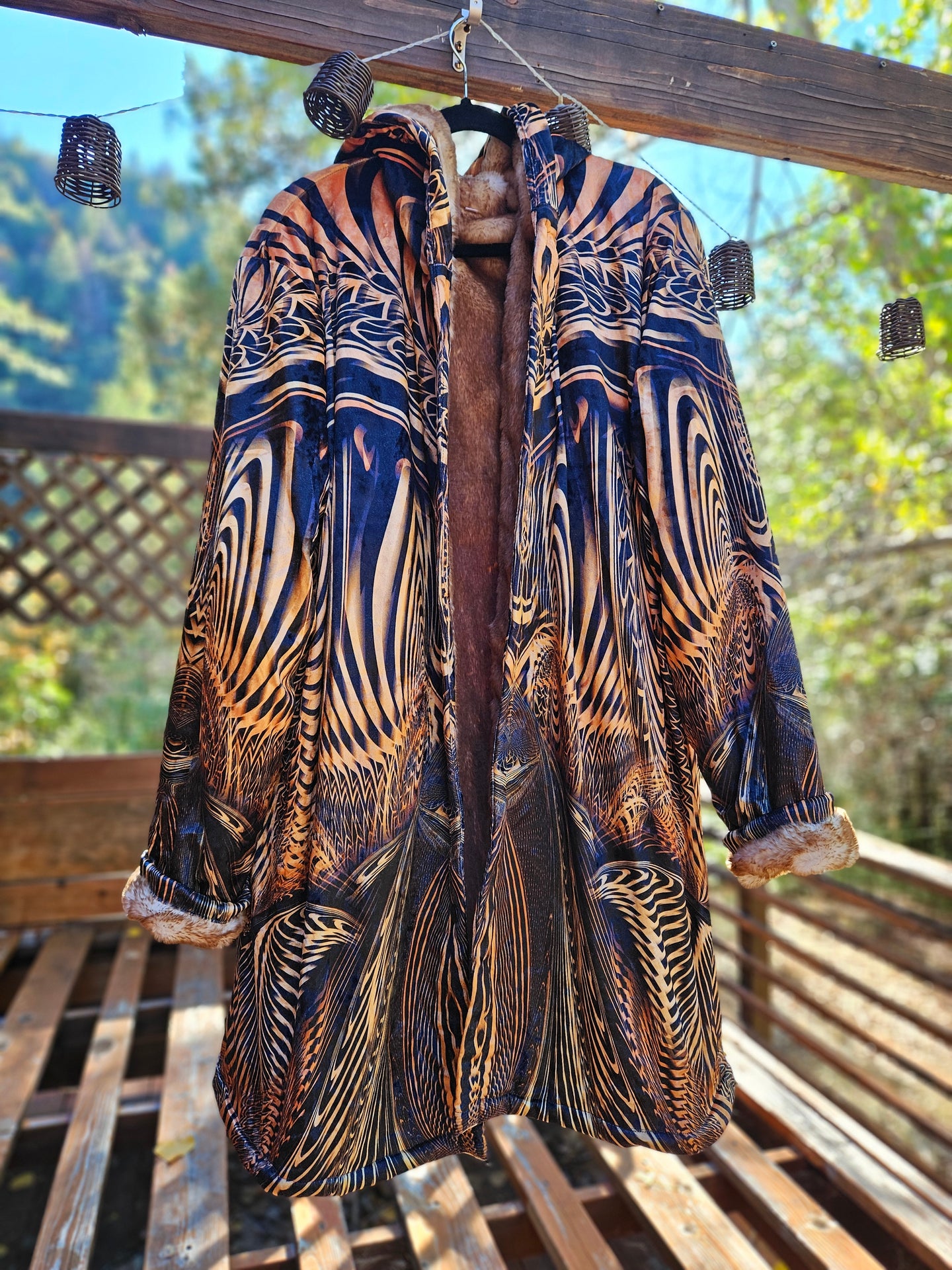 Down the Ribbit Hole Crushed Velvet Cloak with Brown Faux Fur