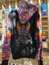 SMALL: Isis/Ina May Banjo Glass Remix Pullover Hoodie with Purple Faux Fur lined in the hood