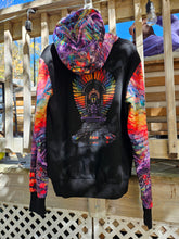 MEDIUM: Isis/Ina May Banjo Glass Remix Pullover Hoodie with Purple Faux Fur lined in the hood