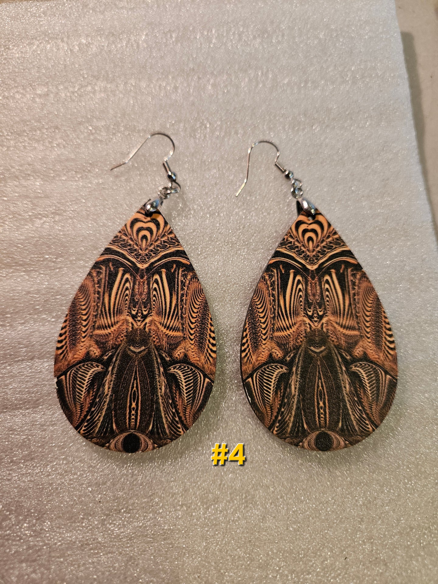 #4 Slightly Blemished: Down the Ribbit Hole Wooden Waterdrop Earrings
