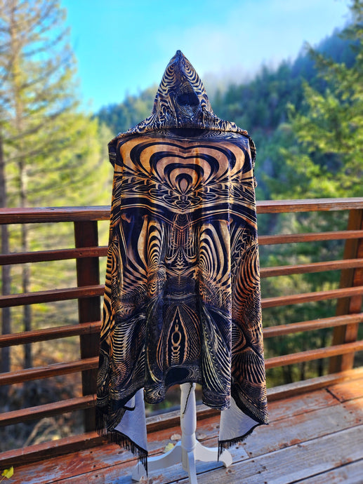 Down the Ribbit Hole Velvet Hooded Pashmina