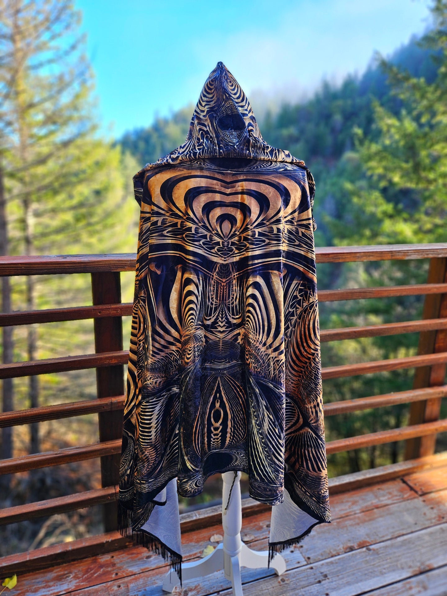 Down the Ribbit Hole Velvet Hooded Pashmina