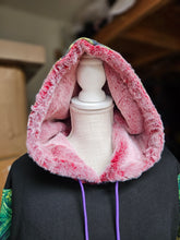 Spectral Evidence Pullover Hoodie with Maroon/Red Faux Fur in the hood