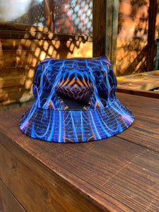 Cosmic Noise/Sound Waves Over Dark Reversible Bucket Hat