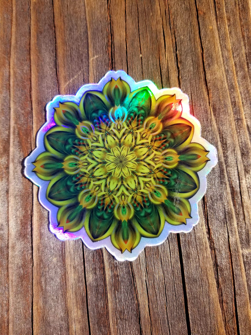 ALIEN SUNFLOWER HOLOGRAPHIC DIE CUT STICKER (LE 50)