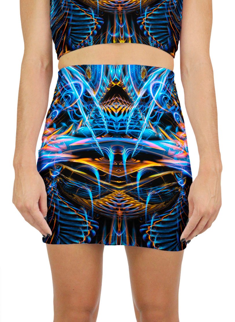 Sound Waves Over Dark Mini Skirt